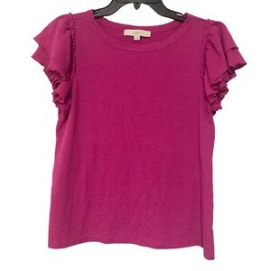 LOFT Pink Ruffle Sleeve Blouse